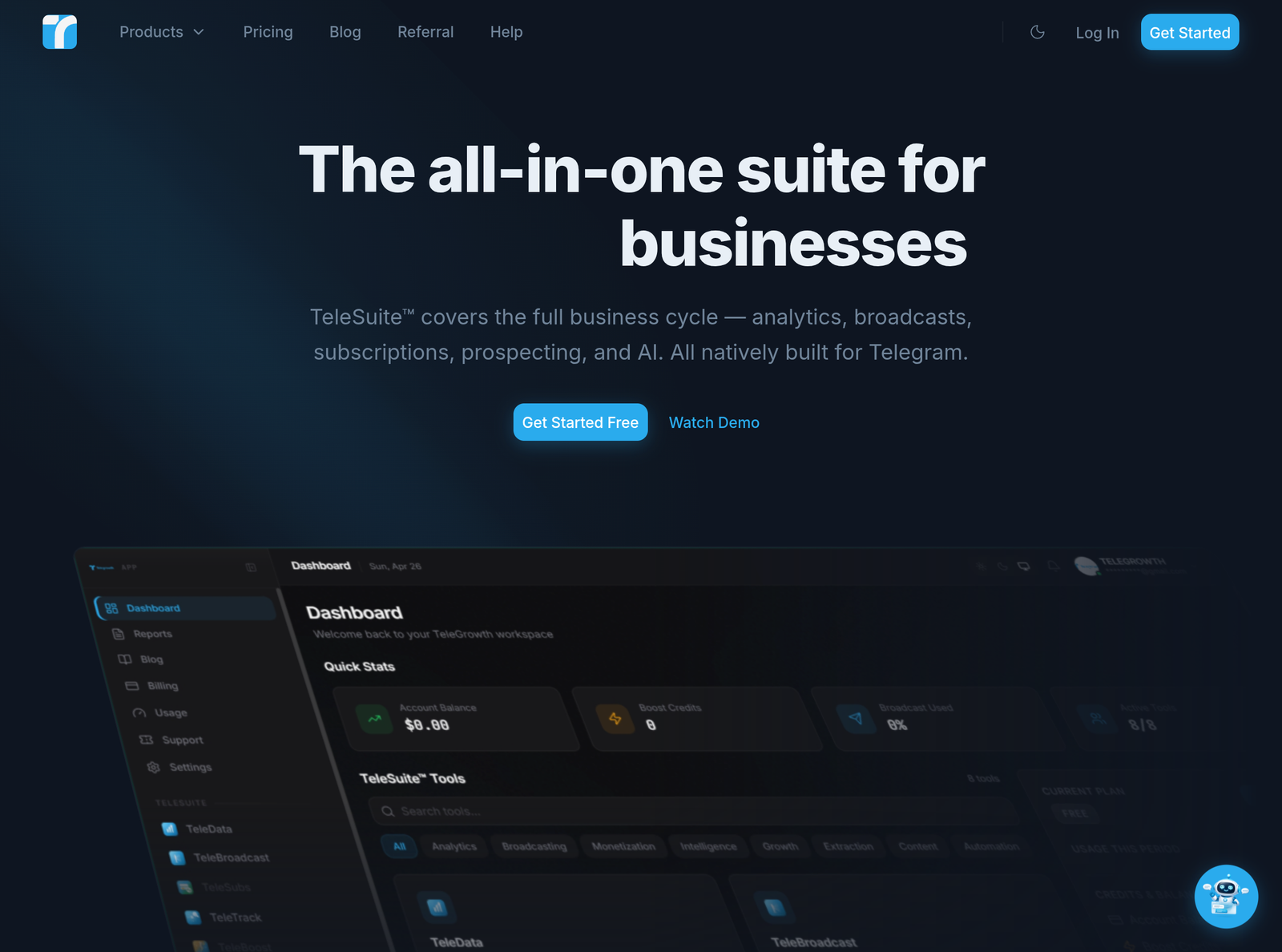 Screenshot 1 de TeleGrowth - Suite SaaS pour Business Telegram