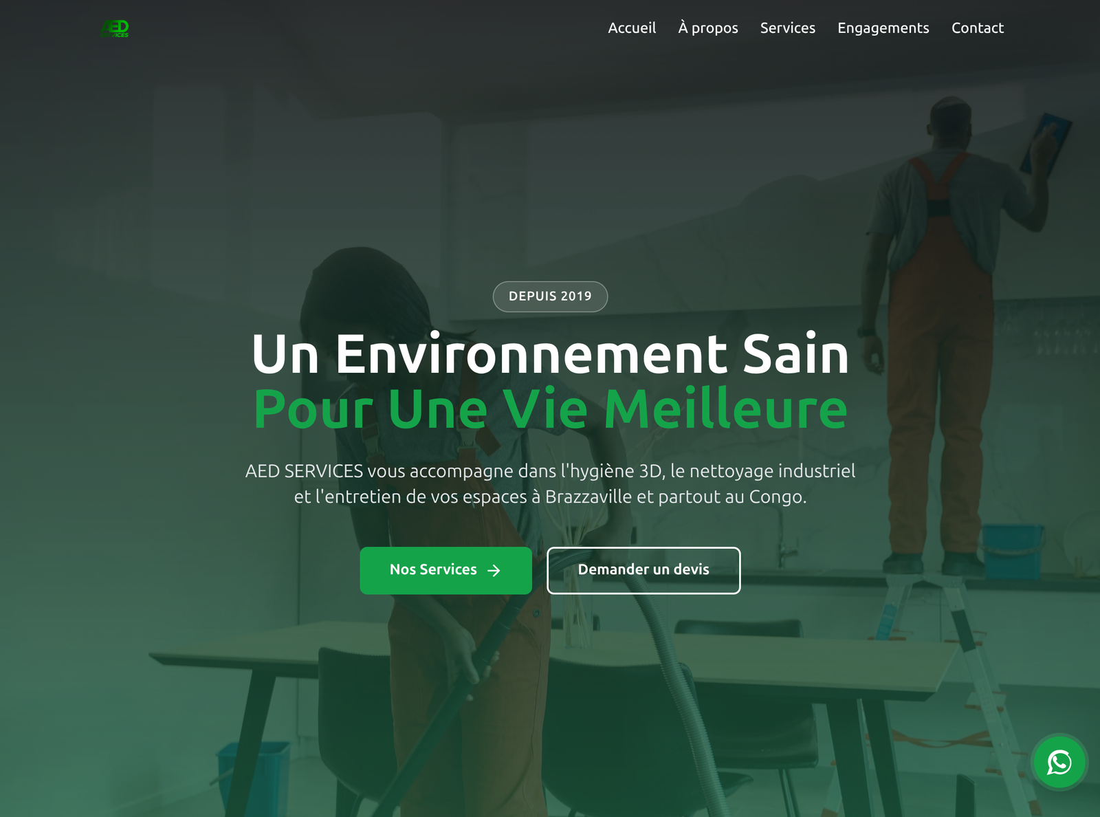 Screenshot 1 de AED Services - Site Professionnel de Nettoyage